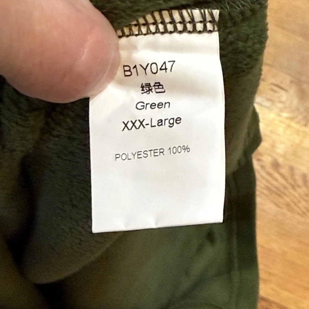 Mens Military Forest Green Fleece Henley‎ Pullover American Flag Patch 3XL